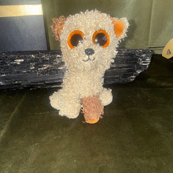 Ty Beanie Boo Rootbeer Dog 6” Plush – Brown Cream Glitter Eyes – EUC NWOT - Picture 1 of 4